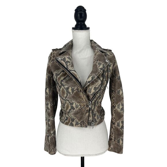 IRO Luiga Snake-Effect Leather Biker Jacket - Picture 4 of 14